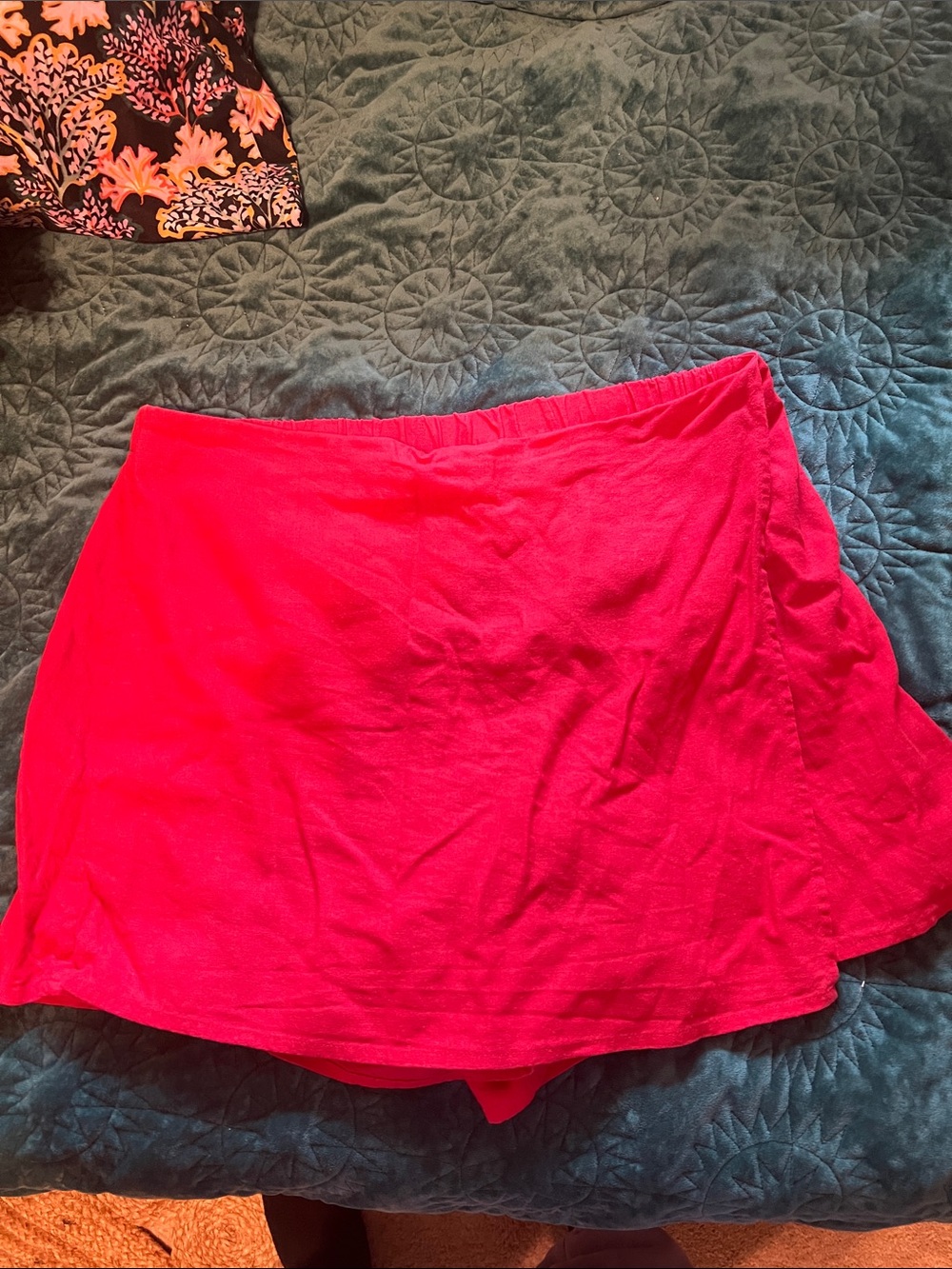 Old navy red linen wrap mini skort size M